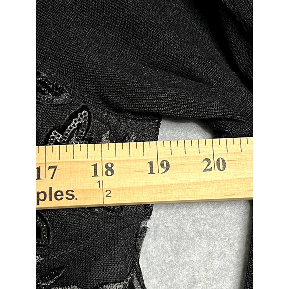 Charter Club Lace Embellished Button Cardigan (Deep Black, M) - Picture 7 of 8